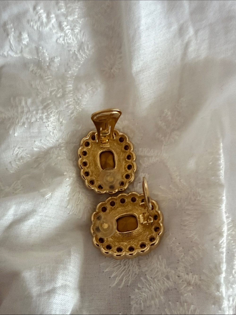 Vintage Christian Dior Crystal Black Enamel Clip On Earrings - Picture 3 of 4